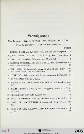 Samstag, den 9. Februar 1935, Beginn um 3 Uhr (Nr. 1-317)