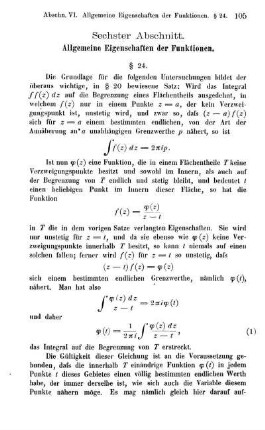 Sechster Abschnitt. Allgemeine Eigenschaften der Funktionen.