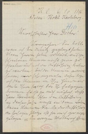 Brief an B. Schott's Söhne : 06.10.1896