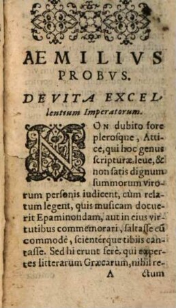Liber Aemilii Probi, Seu Corn. Nepotis De Vita Excellentium Imperatorum : Cum Indice Rerum memorabilium locupletissimo ...