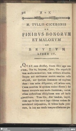 De Finibus Bonorum Et Malorum Ad Brutum Liber IV