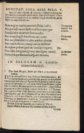 In Eclogam V. Annotationes Eobani Heßi.