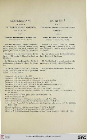 Sitzung des Vorstands vom 13. November 1889 / Séance du Comité du 13 novembre 1889