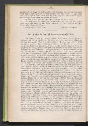 Die Aufgabe der Mohammedaner-Mission