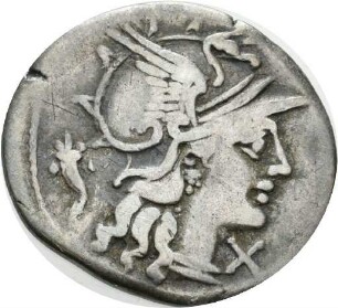 Denar des L. Cupiennius mit Darstellung der Dioskuren