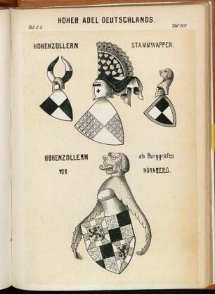 Taf. 202. Hohenzollern Stammwappen. - Hohenzollern als Burggrafen von Nürnberg.
