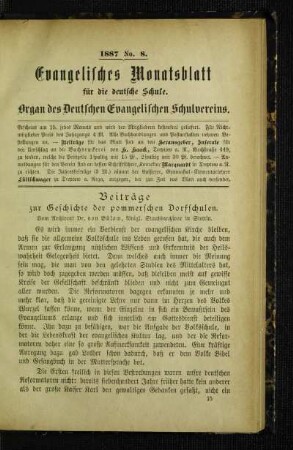 Beiträge zur Geschichte der pommerschen Dorfschulen