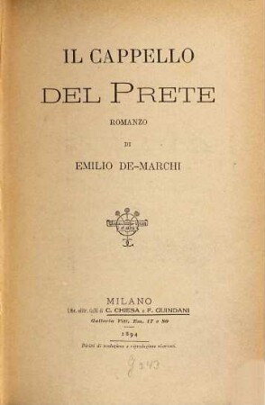 Il cappello del prete : romanzo