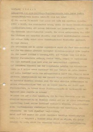 [W266: Konzeption für eine Matthias Claudius-Ausgabe beim Union Verlag : Arbeitstitel: "Die nackte Wahrheit lieb ich sehr." [Mit Anhang zur Auswahl, Anmerkungen, Exposé und Lebenslauf]