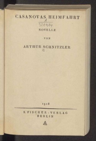 Casanovas Heimfahrt : Novelle