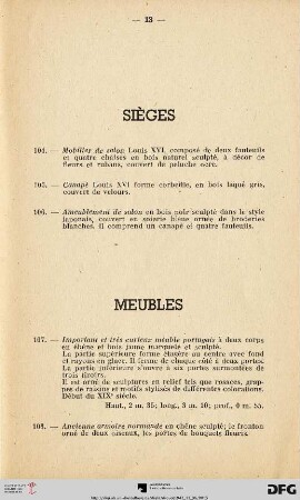 Meubles (Nr. 107-130)