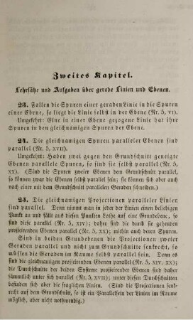 Zweites Kapitel. Lehrsätze und Aufgaben über gerade Linien und Ebenen.