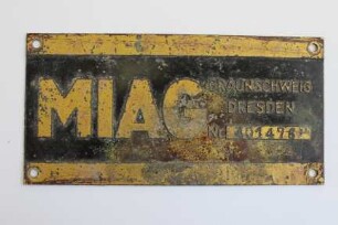 Firmenschild der MIAG, Nr. 401476