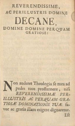 Reverendissime, ac perillustris Domine decane, Domine Domine perquam gratiose!