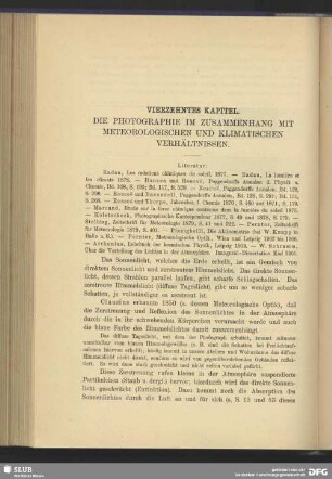 Vierzehntes Kapitel, Die Photographie im Zusammenhang mit meteorologischen und klimatischen Verhältnissen