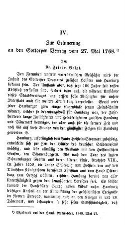 Zur Erinnerung an den Gottorper Vertrag vom 27. Mai 1768.