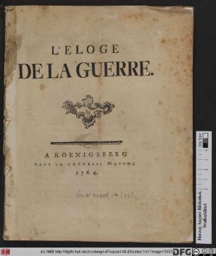L' Eloge De La Guerre