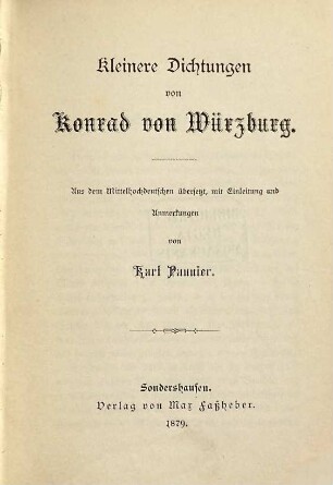 Kleinere Dichtungen