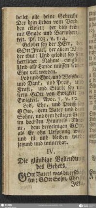 IV. Die gläubige Vollendung des Gebets / IV. Wjerjaze wohsanknenje teje Modlitwy