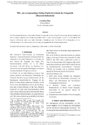 DIL, ein zweisprachiges Online-Fachwörterbuch der Linguistik (Deutsch-Italienisch)