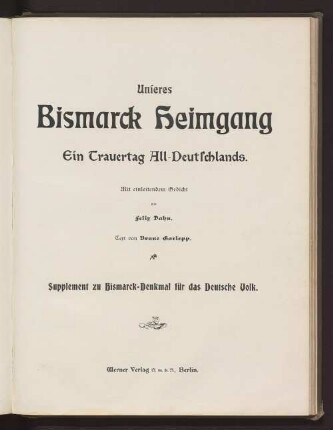 21: Unseres Bismarck Heimgang : ein Trauertag All-Deutschlands