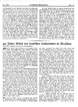 40 Jahre Arbeit des deutschen Luthertums in Brasilien