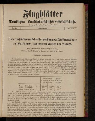 Flugblätter der Deutschen Landwirtschafts-Gesellschaft. Nr. 12.