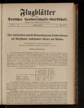 Flugblätter der Deutschen Landwirtschafts-Gesellschaft. Nr. 12.