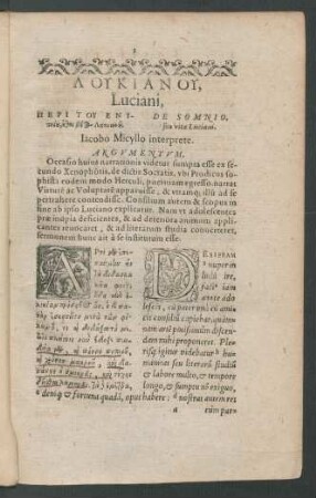 Luciani, De Somnio, seu vita Luciani.