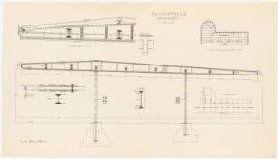 Tankstelle: Stahlskelett Schnitte 1:100, 1:20, 1:10