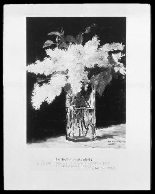Der Fliederstrauß / Lilas blanc dans un vase de verre / Vase de fleurs, lilas blancs