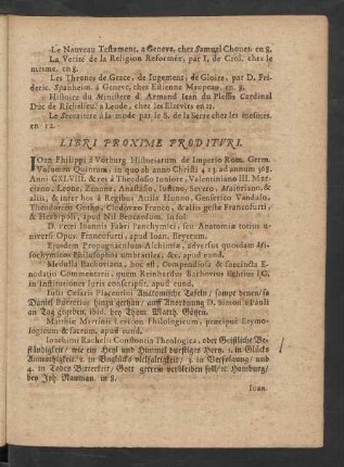 LIbri Proxime Prodituri.