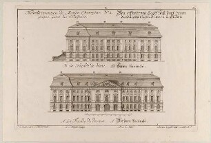Vordere und Seitenfassade eines Jagdschlosses