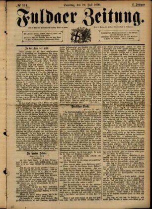 Ausgabe vom Samstag, den 19. Juli 1890.