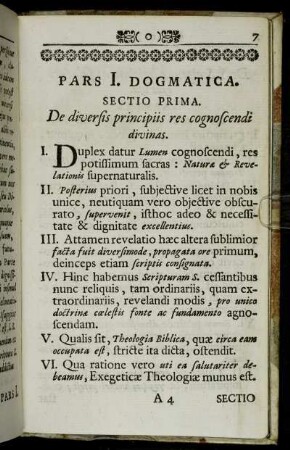 Sectio Prima. De diversis principiis res cognoscendi divinas.