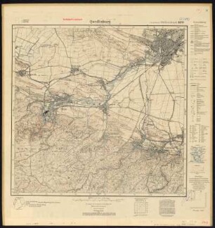 Messtischblatt 4232 = [2381] : Quedlinburg, 1936 : Messtischblatt 4232 = [2381] : Quedlinburg. - Hrsg. 1905; einz. Nachtr. 1934; mehrfarb. Ausg. 1936. - [Berlin] : Reichsamt für Landesaufnahme, 1936. - 1 Kt. : mehrfarbig. - Mit Zeichenerklärung, polit. Grenzen u. Planzeiger. - Mit Höhenlinien u. Höhenang.