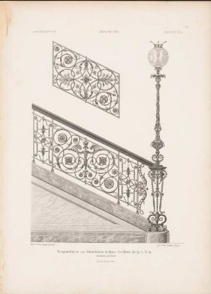 Treppengeländer aus Schmiedeeisen im Hause des Herrn König, Bonn: Ansicht, Detail (aus: Architektonisches Skizzenbuch, H. 160/1, 1880)