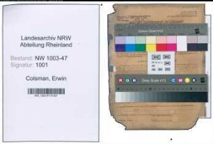 Entnazifizierung Erwin Colsman , geb. 26.06.1896 (Geschaeftsfuehrer)