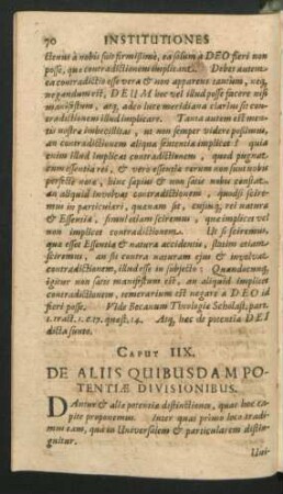 Caput IIX. De Aliis Quibusdam Potentiae Divisionibus.