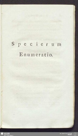 Speceierum Enumeratio