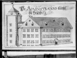 Heidelberg Aus Thesaurus Palatinus Zeichnung - Administerations- Kanzlei zu Heidelberg