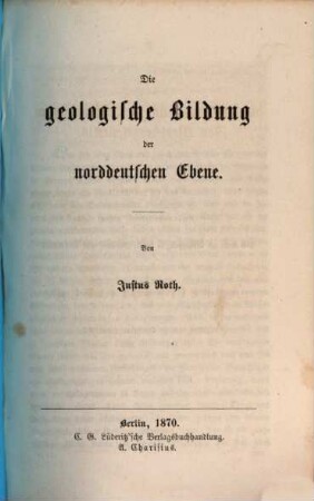 Die geologische Bildung der norddeutschen Ebene