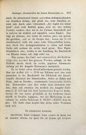 Gelegenheitliche Bemerkungen zu den Handschriften des kleinen Kaiserrechtes, insbesondere über eine Rechtsbücherhandschrift zu Münster vermeintlich vom Jahre 1449