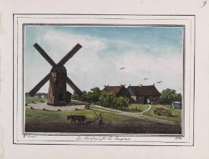 'Die Windmühle bei Slupowo' Aquarell