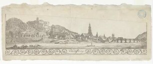 Heidelberg, Stadt, Schloss und Alte Brücke von Nordosten, Panorama