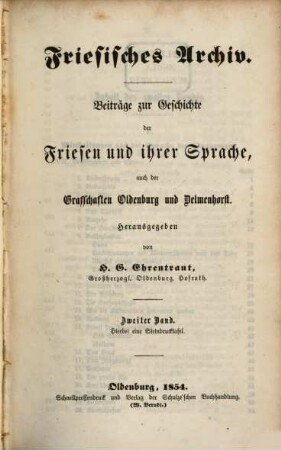 Friesisches Archiv : eine Zeitschrift für friesische Sprache. 2. 1854