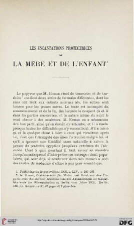 Les incantations protectrices de la mère et de l'enfant