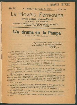 1922007900: Un drama en la Pampa : (novelita corta, inédita)