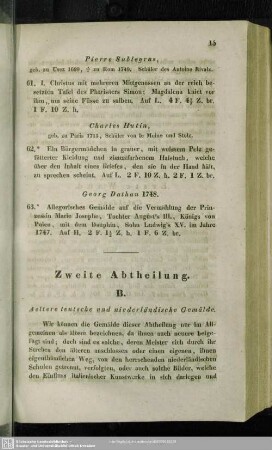 Zweite Abtheilung. B. Aeltere teutsche und niederländische Gemälde