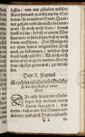 Das X. Capitel. Erzehlet etliche lose Stücke/ so die Soldaten verübet.